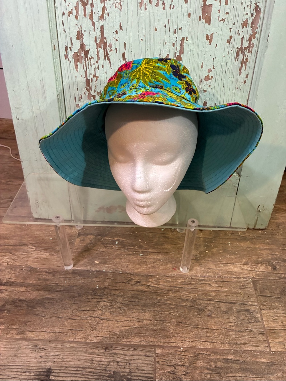 Sloggers Teal Floral Reversible Sun Hat